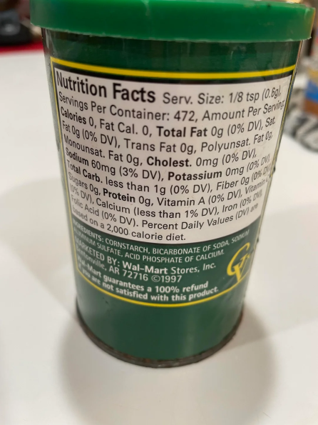 Baking Powder - Canister - Back